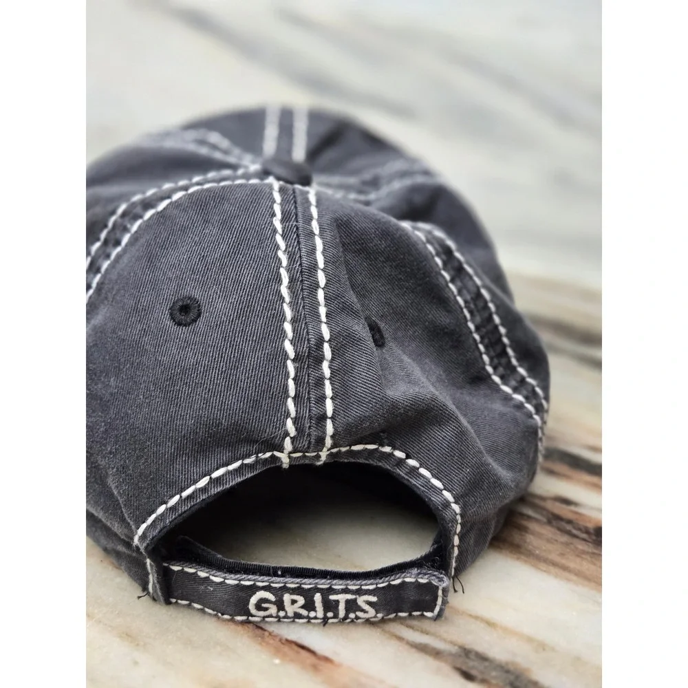 KBETHOS Vintage‎ GRITS Girls Raised In The South Distressed Baseball Cap Gray